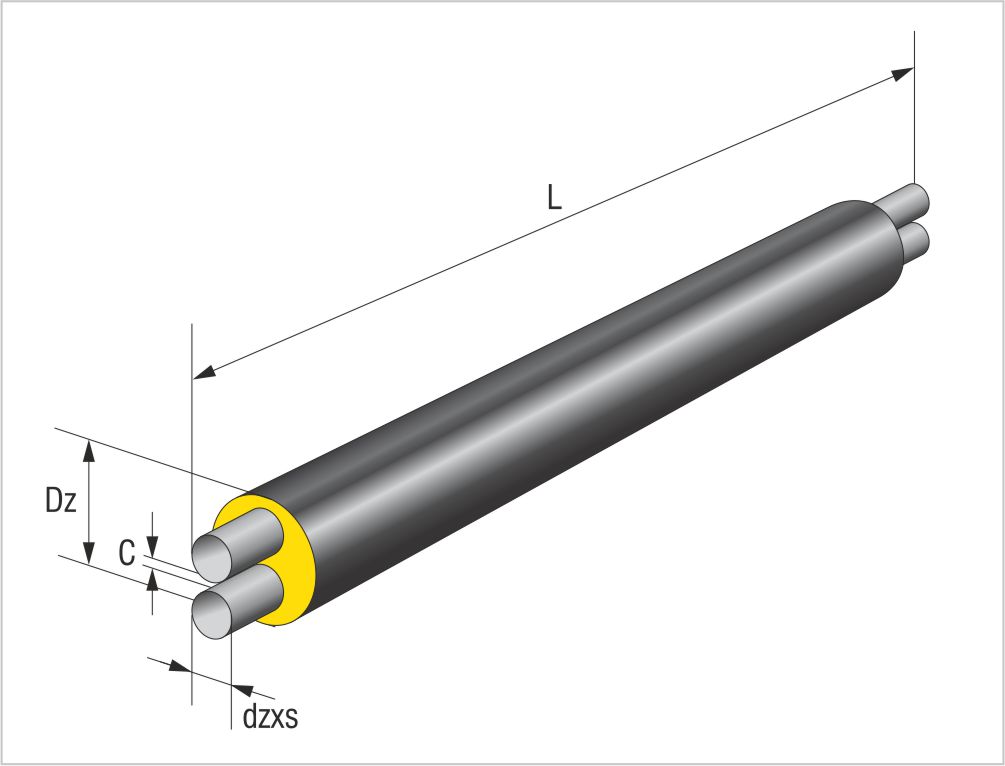 Pre-insulated TWIN pipe with UV PROTECT COLOR jacket