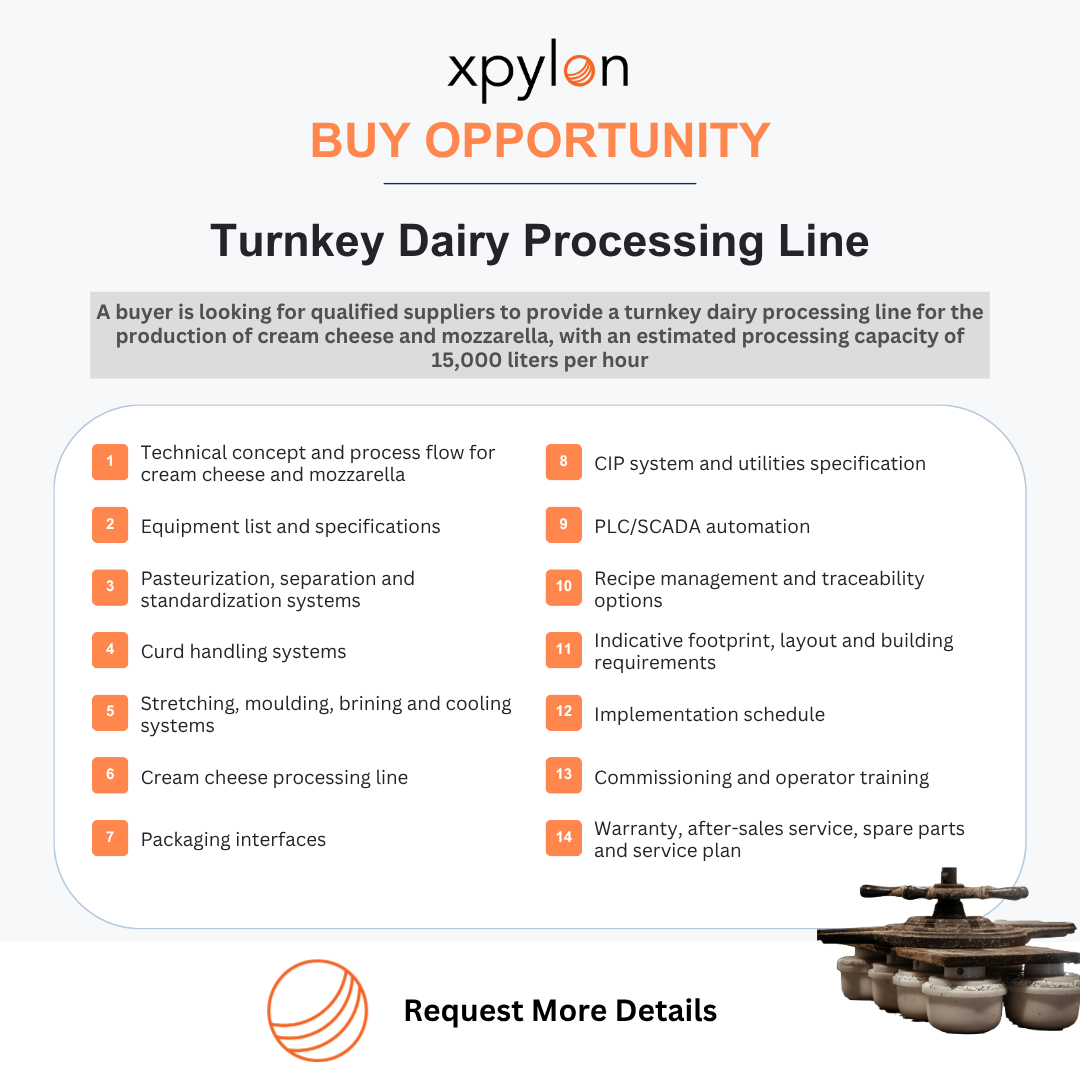 Turnkey Dairy Processing Project: Cream Cheese & Mozzarella Line