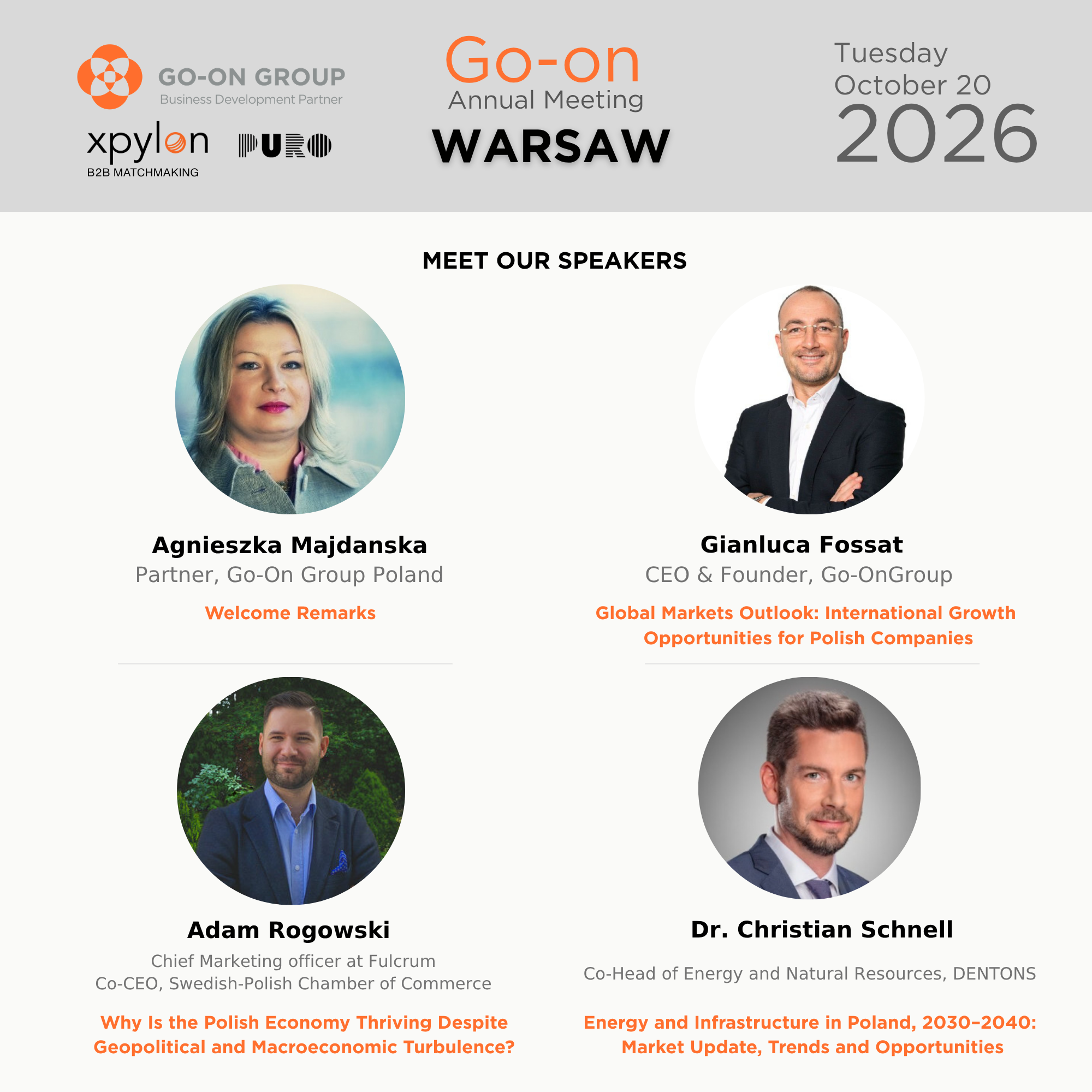 🌍 Meet the Speakers of the Go-on Annual Meeting 2026 in Warsaw!