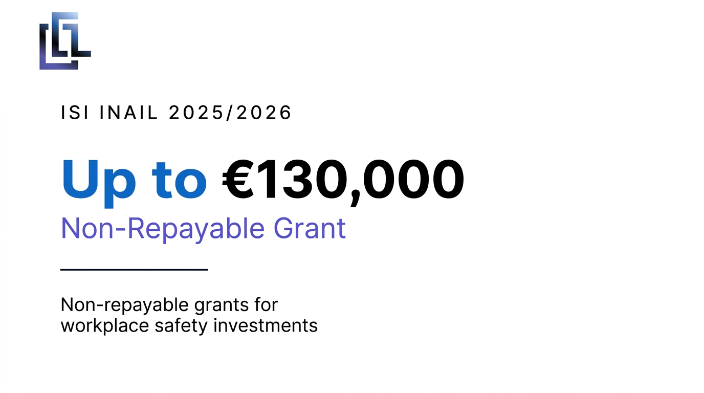 📢 ISI INAIL 2025/2026 – Non-Repayable Grants up to €130,000 for Workplace Safety
